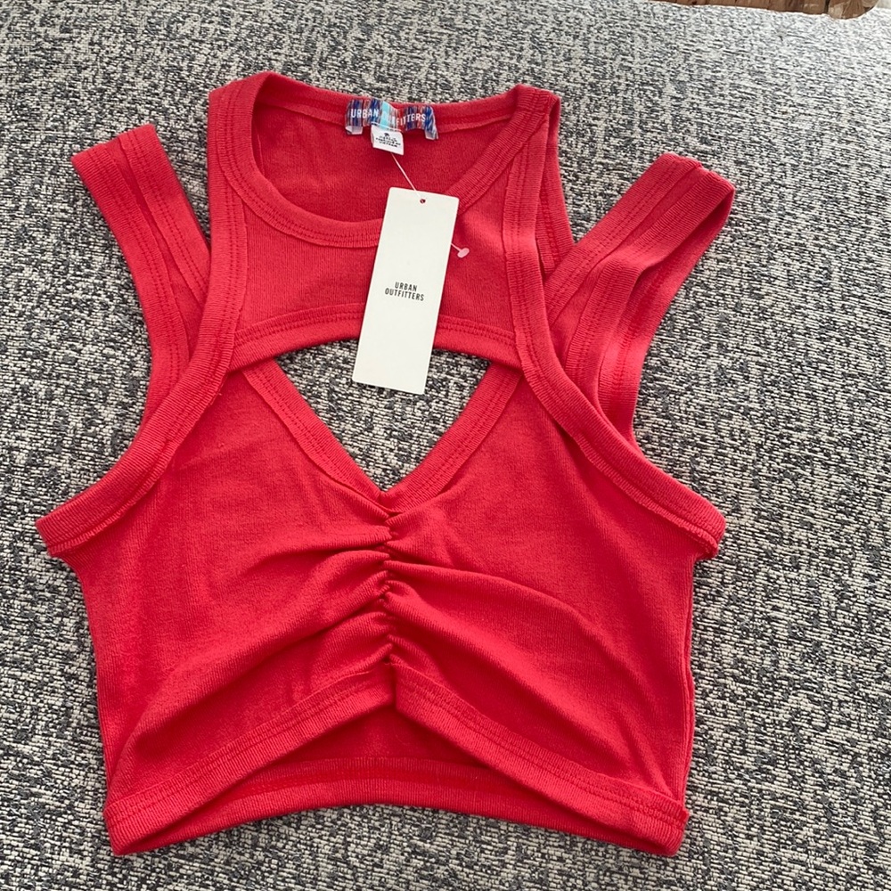 Urban Outfitters Red Layered Open Back Crop Top